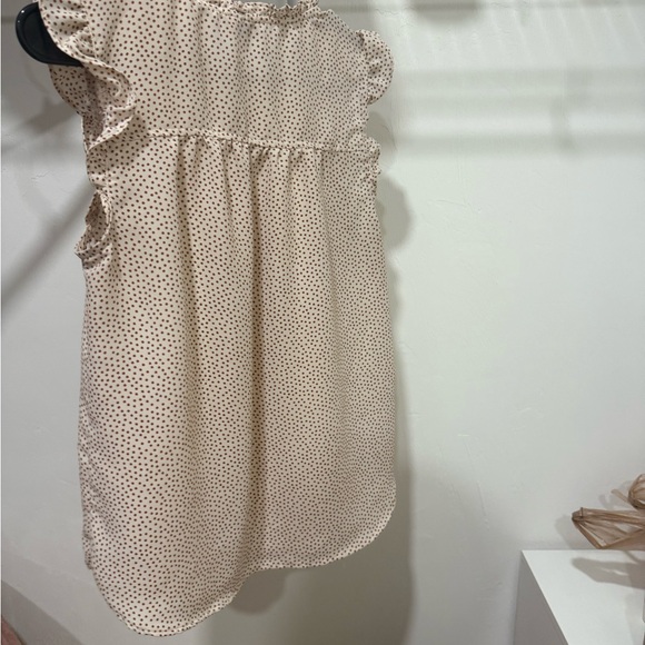 LOFT Cream Polka Dot Ruffle-Sleeve Shell - Picture 3 of 3